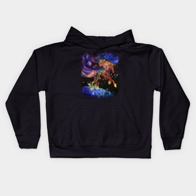 Space galaxy fire horse fantasy horse in space Kids Hoodie by starchildsdesigns